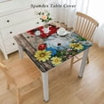 thumbnail image 2 of nygtbtfer Summer Gnomes with  Tablecloth, Fitted Table Cover with Elastic for Tables, Vintage Daisy Flowers Wooden Table Cloth Outdoor Indoor Dinning Party Tablecloths, 2 of 7