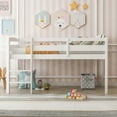 thumbnail image 2 of CITYLE Twin Size Low Loft Bed with Built in Ladder, Wooden Twin Loft Bed for Kids Junior, Full-Length Guardrails, Space Saving Design, No Box Spring Needed, White, 2 of 7