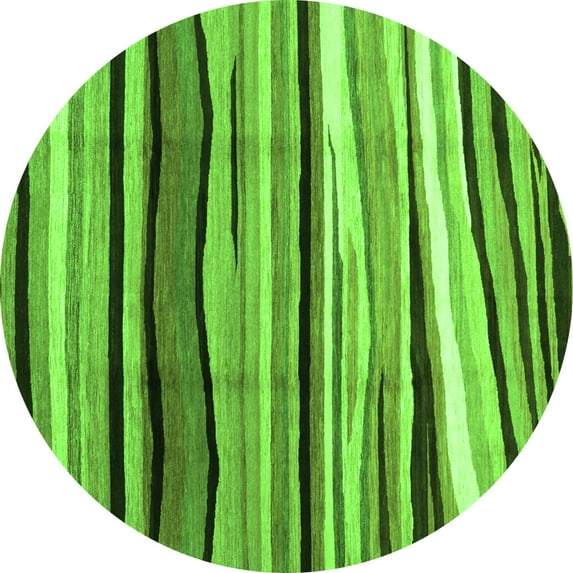 Ahgly Company Indoor Round Abstract Green Contemporary Area Rugs, 3' Round
