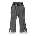 thumbnail image 6 of Zaldita Kids Girls Elastic Waist Lace Flare Jeans Bell Bottoms Slim Fit Denim Pants Casual Washed Trousers Dark Gray 5-6, 6 of 7