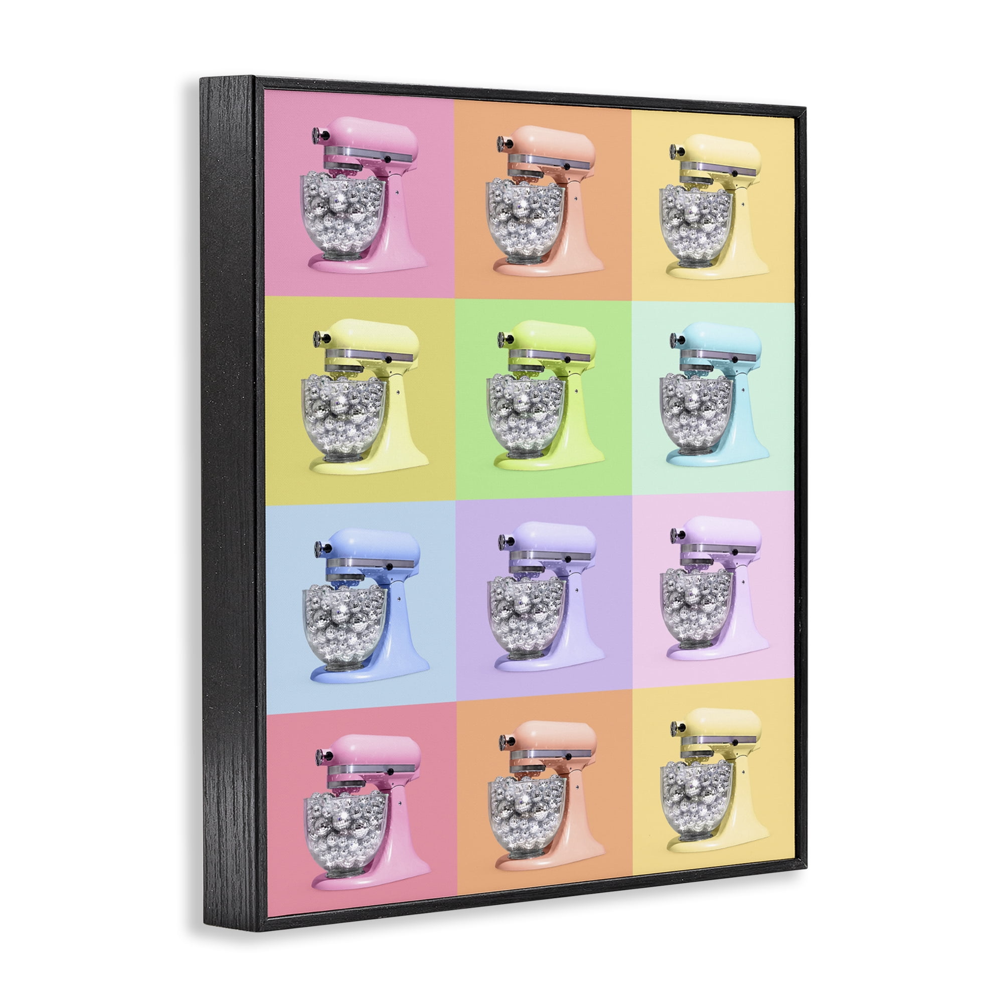 Stupell Industries Disco Ball Kitchen Mixer Collage Black Framed Giclee Art, design by LISH Creative