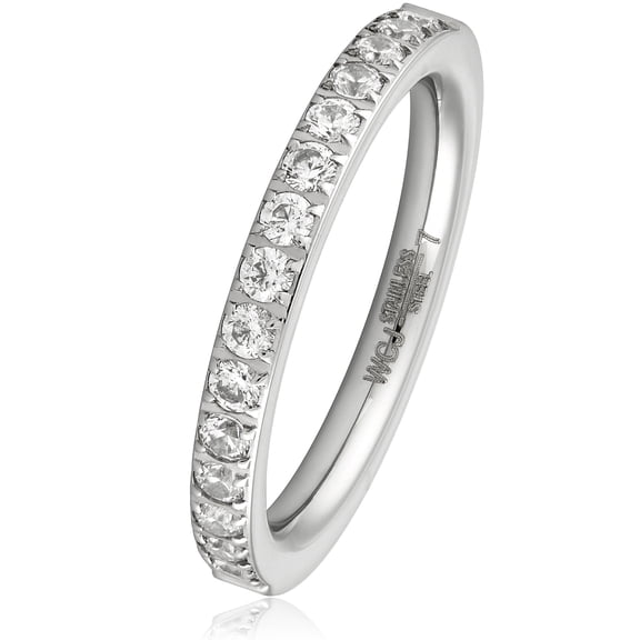 ELYA Jewelry Women's Prong-Set Cubic Zirconia Stainless Steel Ring