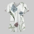 thumbnail image 7 of EHTMSAK Plus Size Tops for Women Women Scrubs Top with Pocket Floral Nurses Uniform Workwear Tunic Casual Short Sleeve V-Neck Clinic Blouse Carer Top on Clearance White S, 7 of 7