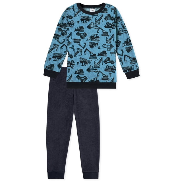 SCHIESSER Conjunto de pijama de niño, 2 piezas - Niños Mundo 2, largo, rizo, motivo Azul 140