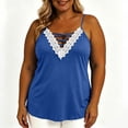 thumbnail image 2 of TEAJOPSUU Women's Plus Size Cami Tops Spaghetti Straps V Neck Sleeveless Tank Tops Trendy Lace Trim Crisscross Front Solid Summer Camisole Shirts Blue, 2 of 7