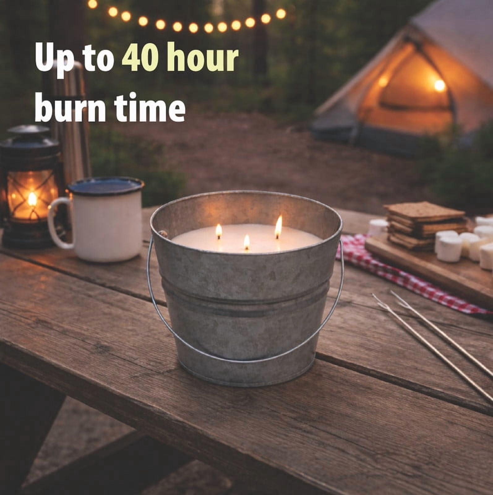 Mainstays Outdoor Citronella Candle - 24oz Metal Bucket | Repels Mosquitoes | Triple Wick | Up to 40 Hours Burn Time