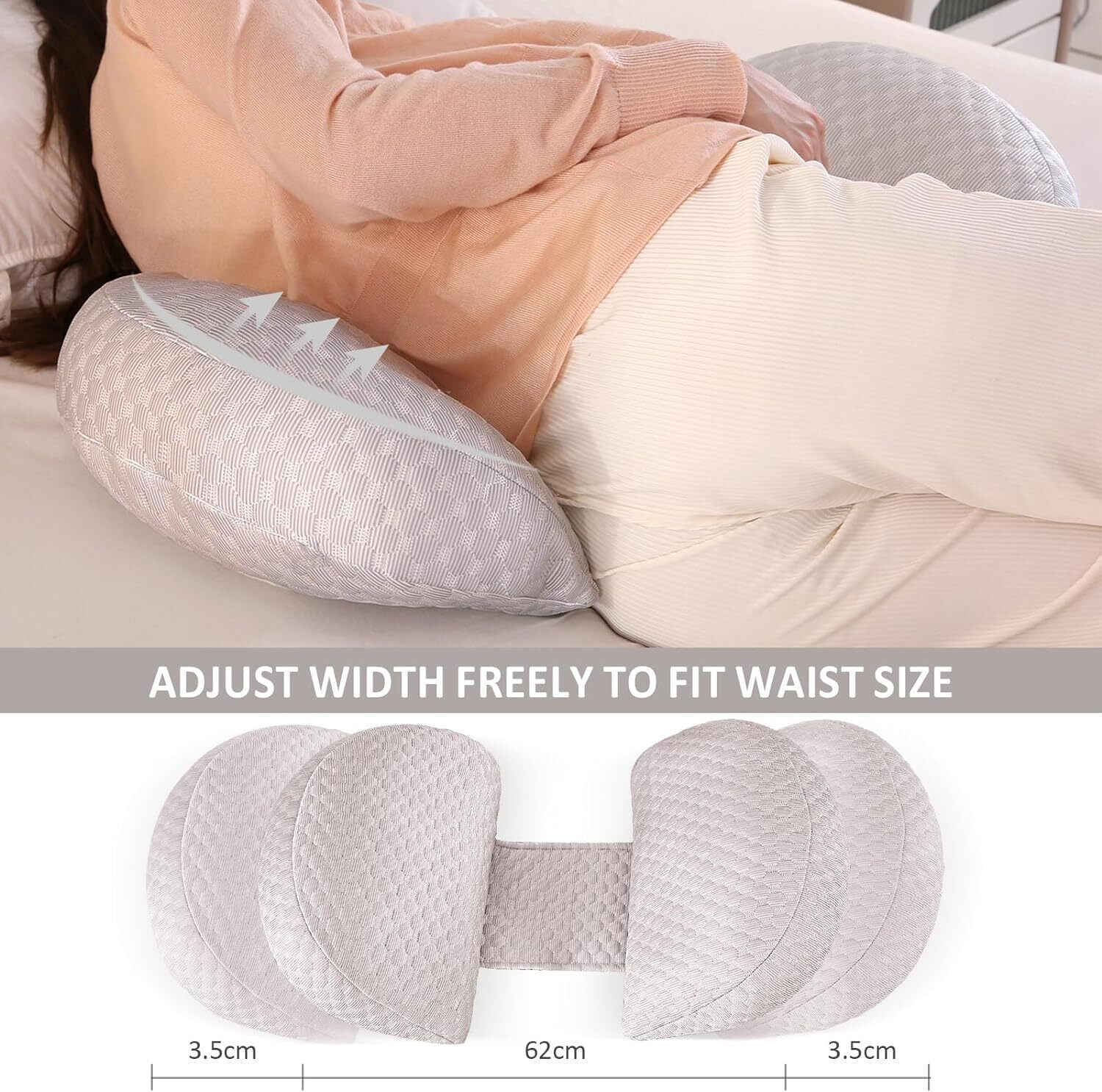 SHANNA Pregnancy Pillows Wedge Maternity Pillow Adjustable Full Body Support Pillow for Back Legs Belly HIPS（Bamboo Grey）