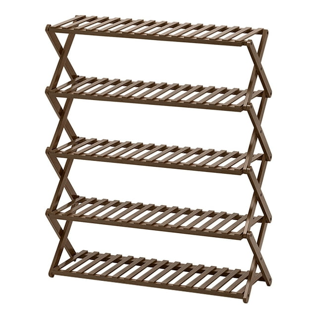 Amdohai Solid Bamboo Shoe Rack Foldable Freestanding Shoe Shelf Installation-Free Shoe Organizer