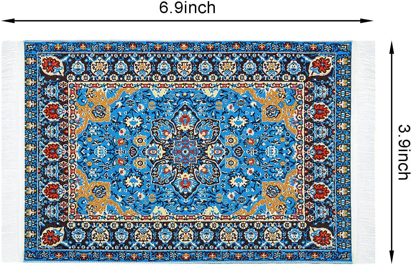 Vintage Doll House Miniature Carpet Turkish Woven Floral Rug Floor Cover 