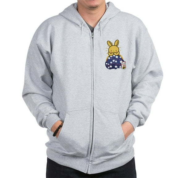 CafePress - Japanese Style Rabbit With Purse Sweatshirt - Zip Hoodie, Classic Hooded Sweatshirt with Metal Zipper