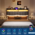 thumbnail image 3 of Yeshouse Estructura de cama con cabecero y 2 cajones de almacenamiento, estructura tapizada con luz LED, cama moderna y suave con toma de carga y USB, tejido de felpa suave, silenciosa, 3 of 9
