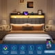 thumbnail image 3 of QinaQin Base de cama tapizada con cabecera y 2 cajones, luz LED, contacto y puerto USB, tapizado suave tipo plush, diseño moderno silencioso y funcional para recámara, 3 of 9