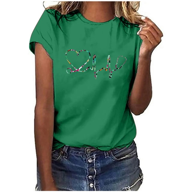Birdeem Hauts Décontractés à Manches Courtes pour Femmes Imprimé Jour des Infirmières Blouse T-Shirt