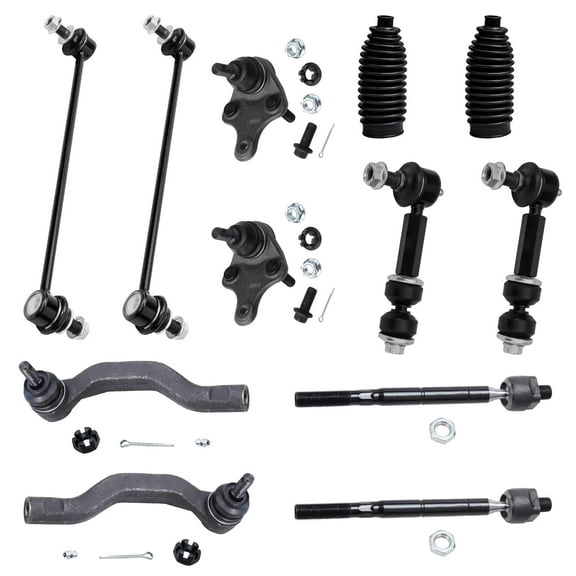 Detroit Axle - Front 12pc Suspension Kit for 2006-2018 Toyota Rav4, Tie Rods Lower Ball Joints Boots Front and Rear Sway Bars 2007 2008 2009 2010 2011 2012 2013 2014 2015 2016 2017 Replacement
