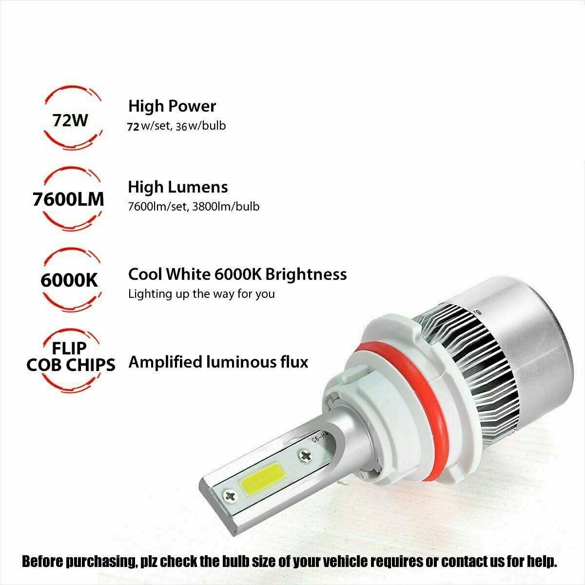 9007 HB5 LED Headlight Bulb For Ford F250 F350 F550 Super Duty 99-04 WXA238
