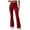 Red, variant on GEWSEY Women's Lettuce Trim Bell Bottom Flare Pant Elastic High Waist Wide Leg Pants (Grey, S)