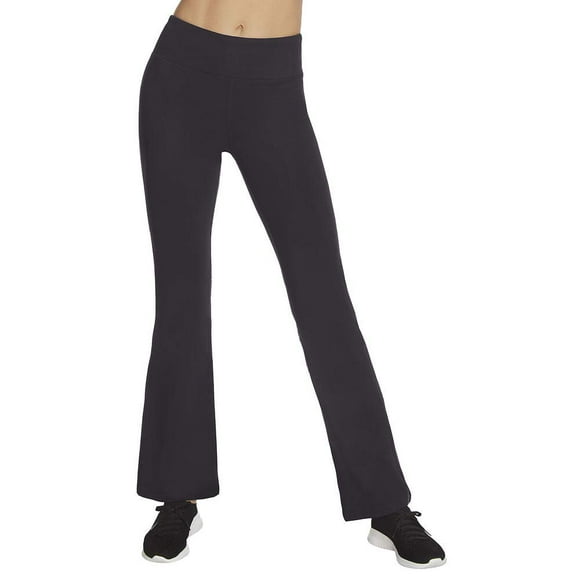 Pantalones Skechers Go Walk de cintura alta, acampanados, negros, para mujer, talla M