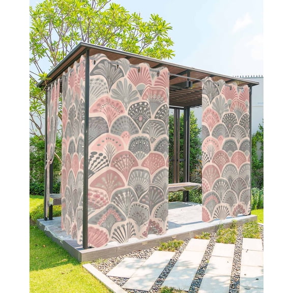 nqOlkjepod Outdoor Curtains for Patio Waterproof, Vintage Ethnic Outdoor Privacy Panels Grommet, Colorful Abstract Geometric Motifs Art Blackout Outside Curtains for Porch/Cabana 54"x95", 1 Panel