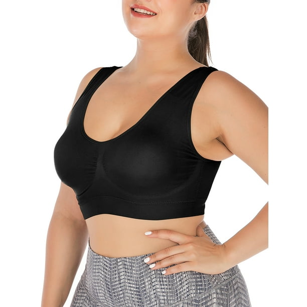 ALING Women Plus Size Sports Bra Pad Push Up Active Gym Yoga Workout Bra  Large Bra with Removable Pads 