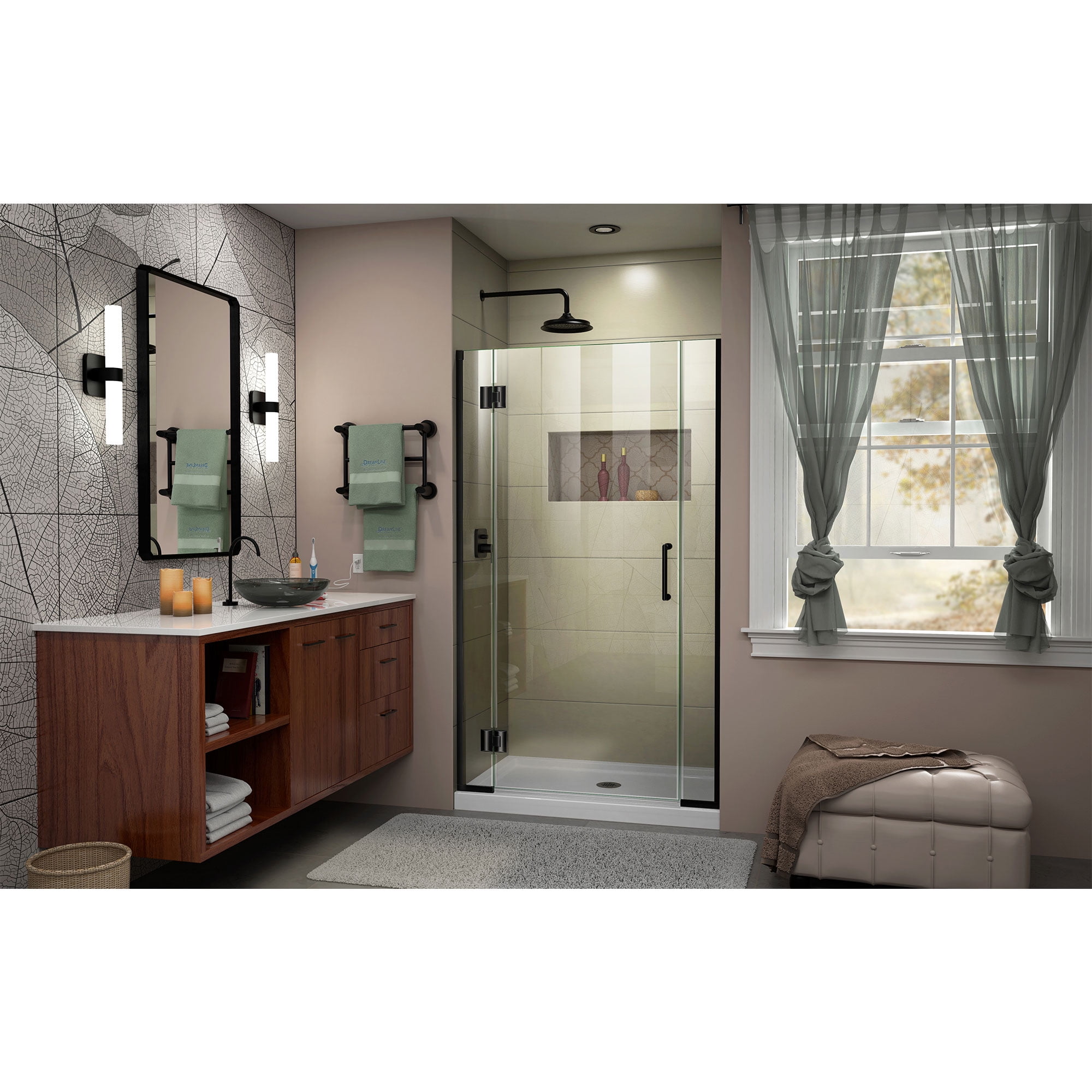 DreamLine Unidoor-X 39 1/2-40 in. W x 72 in. H Frameless Hinged Shower Door in Satin Black
