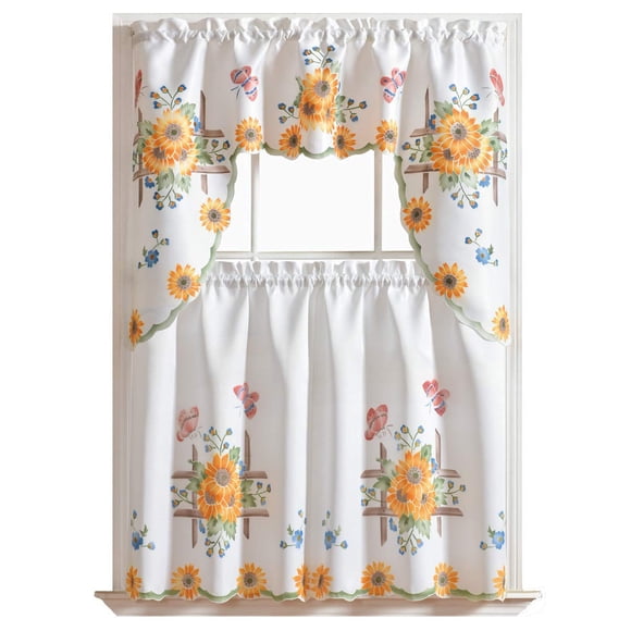 Juego de cortinas GOHD Farmhouse Kitchen con diseño de girasoles, 3 unidades