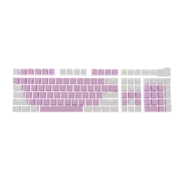 Juego de teclas de teclado mecánico 108 piezas Teclas de teclado Fácil de instalar Teclas retroiluminadas de dos colores para teclados mecánicos 104 Blanco Púrpura Claro CUTICAT Teclas
