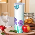 thumbnail image 2 of Butterfly 20 Oz Stainless Steel Skinny Tumbler – Vacuum Insulated Slim Travel Cup with Lid & Stainless Steel Straw, 360° Full Wrap Printed Tumbler for Home, Office & Outdoor Use, Spring, 2 of 6