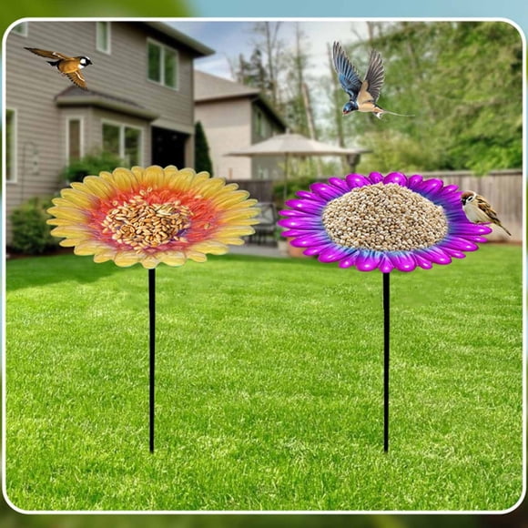 Xihbxyly Bañera de Metal con Flores, Elegante Comedero para Jardín, Resistente Estación de Riego para Exteriores, Diseño de Gancho Versátil, Atrae Aves, Fácil de Instalar, Un Complemento Vibrante par