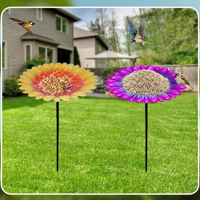Xihbxyly Bañera de Metal con Flores, Elegante Comedero para Jardín, Resistente Estación de Riego para Exteriores, Diseño de Gancho Versátil, Atrae Aves, Fácil de Instalar, Un Complemento Vibrante par