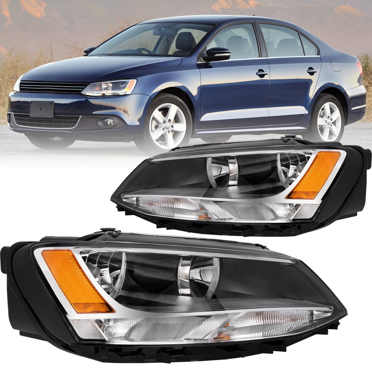 For 2011-2018 Volkswagen Jetta Halogen Model Headlights Headlamp Right/Passenger