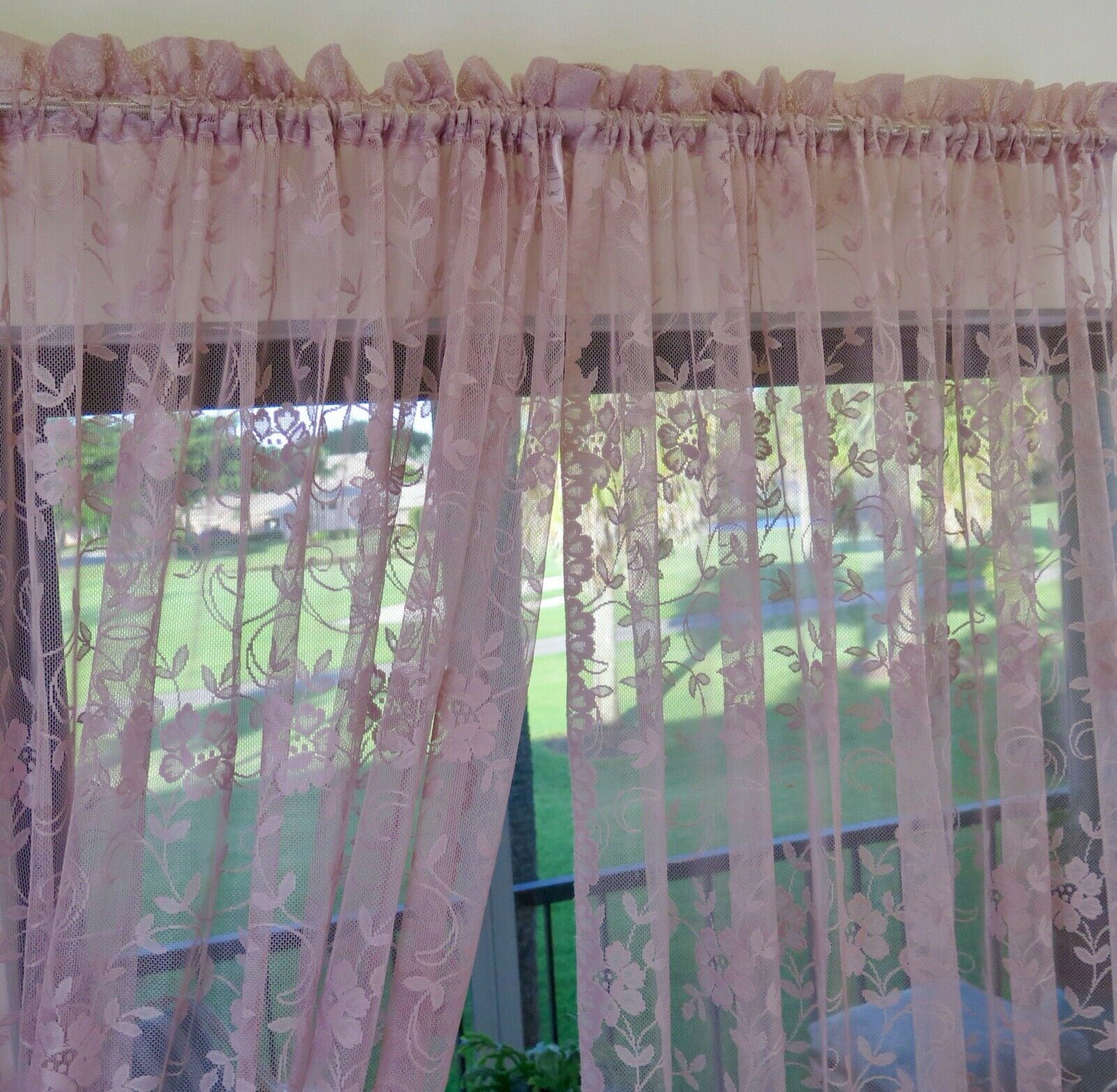 Shabby Chic Floral Lace Window Curtain Panels/Balloon Curtains Separate Valances 