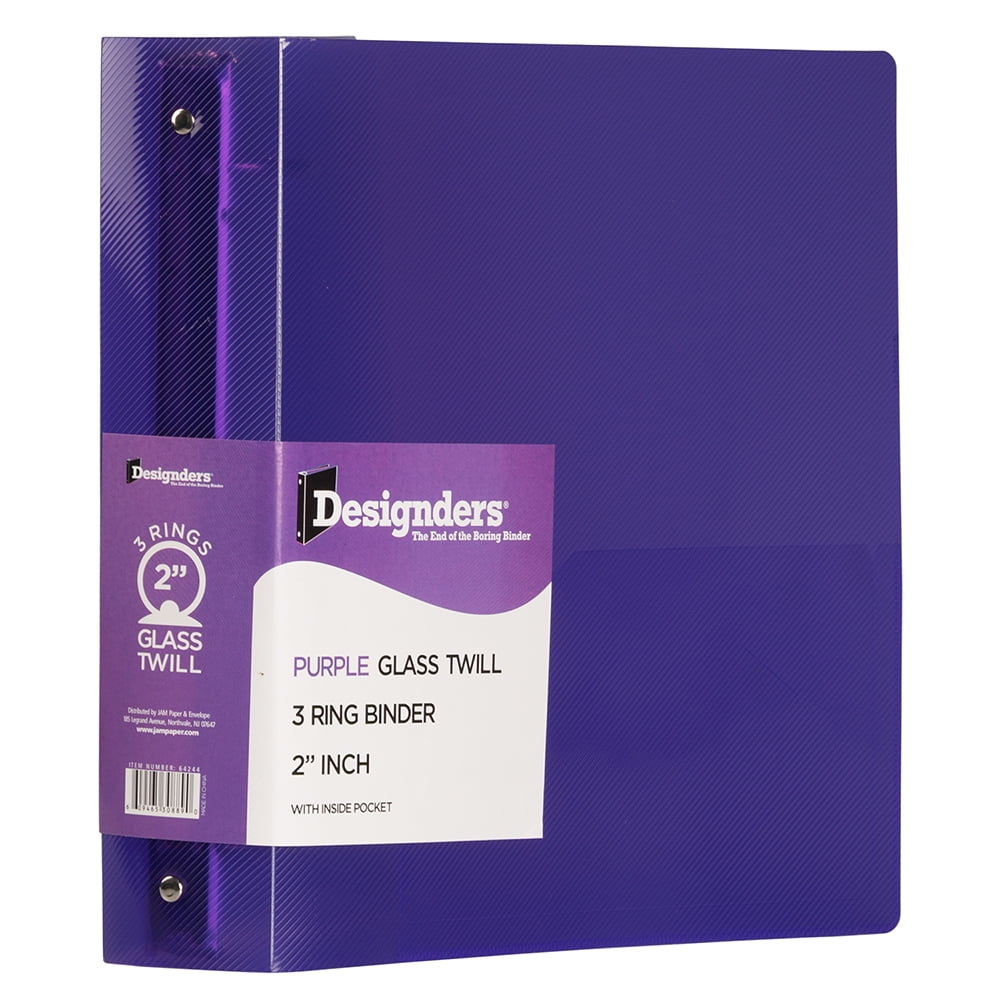 JAM Plastic 2 in Binders, 3 Metal Rings, Purple, 1/Pack