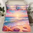 thumbnail image 2 of Erosebridal Romantic Beach Bed Sheets Set Queen Size, Pink Ocean Bed Sheets Queen, Sunset Bedroom Decor 4-Piece, 2 of 7