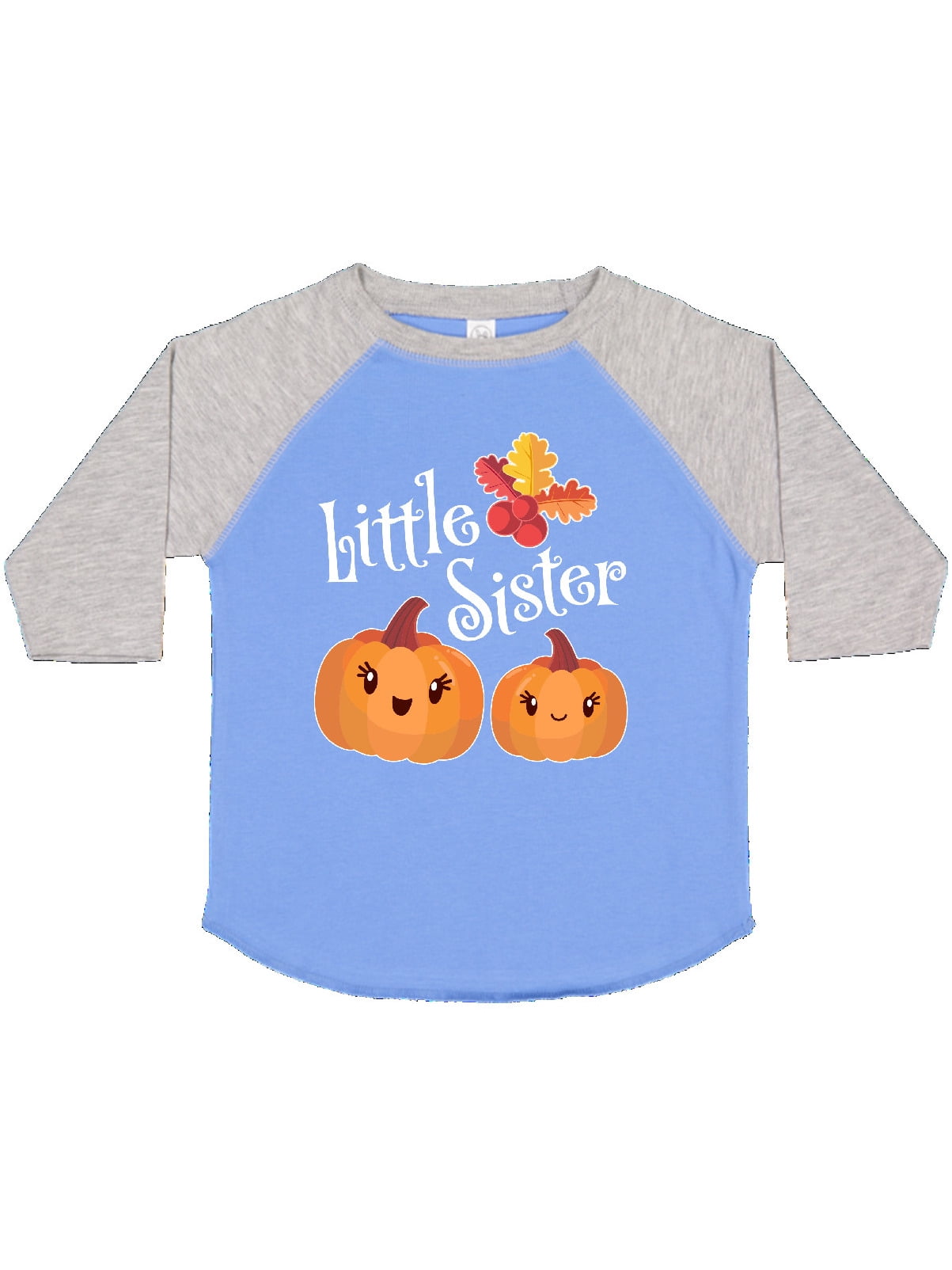 inktastic Little Sister Pumpkins with Fall Leaves Toddler T-Shirt