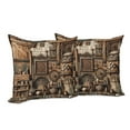 thumbnail image 3 of Ambesonne Rustic Throw Pillow Cover Pack of 2, Medieval Cottage Scene Art, 2 Pcs-26"x26", Grey Teal Brown, 3 of 5