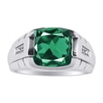 thumbnail image 1 of RYLOS Cushion Shape Checker Top 12MM Emerald Color Stone & Diamonds Set in 14K White Gold Size 13, 1 of 6