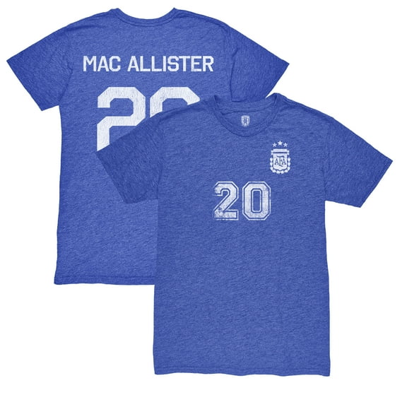 Men's 1863FC Alexis Mac Allister Blue Argentina National Team Retro Name & Number Tri-Blend T-Shirt