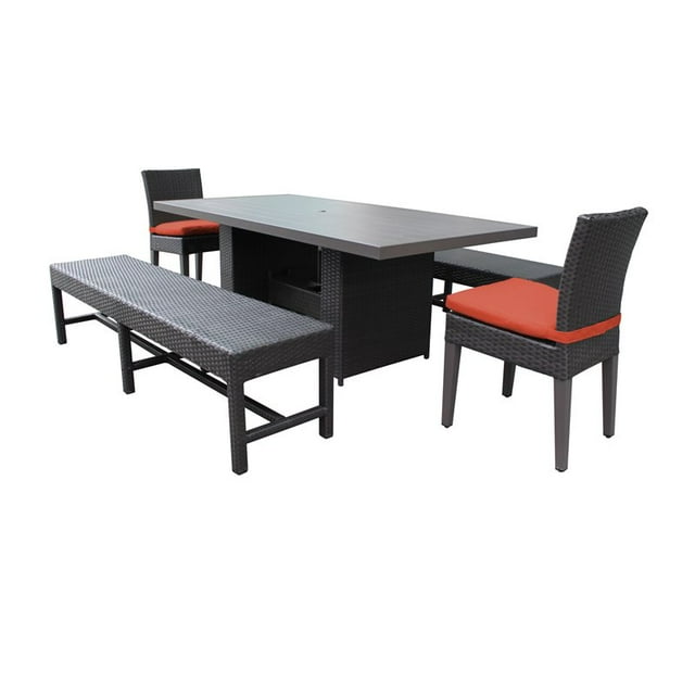 Belle Table de Salle à Manger Rectangulaire avec 2 Chaises 2 Bancs