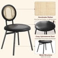 thumbnail image 4 of Qinaqin Set de 4 Negro Metálico cm Profundidadining Chairs con Alturaand- Anchooven Rattan Backrest y Cuero Sintético Seat, 4 of 6