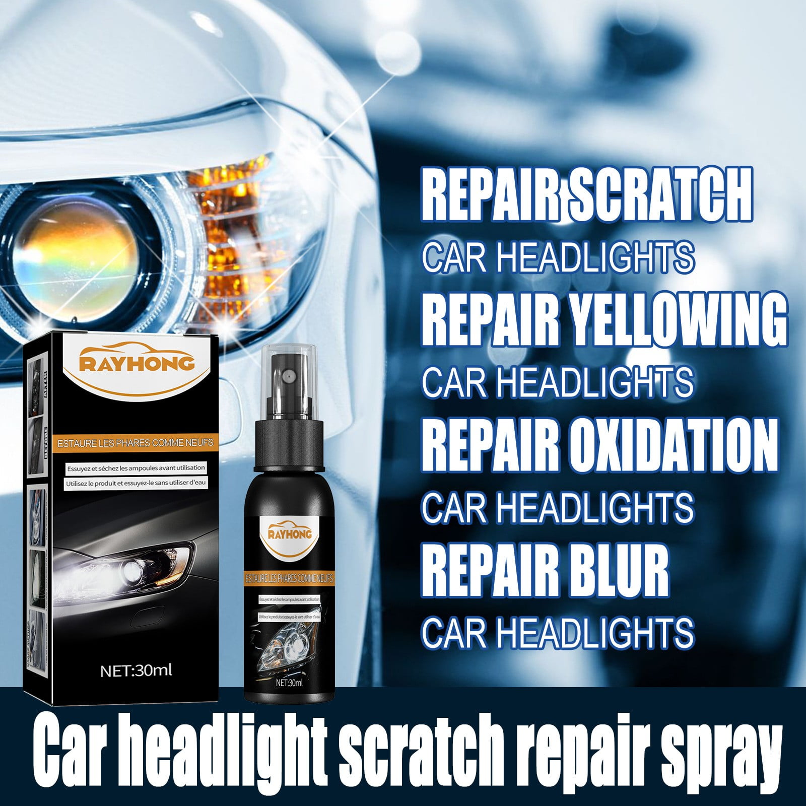 Car Headlight Restoration Kit Cleaner Headlight Polish Liquid Repair Fluid  30ml 