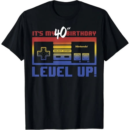 Trendy Retro It s My 40th Birthday Level Up SNES Controller Gamer Unisex T-Shirt S – 5XL