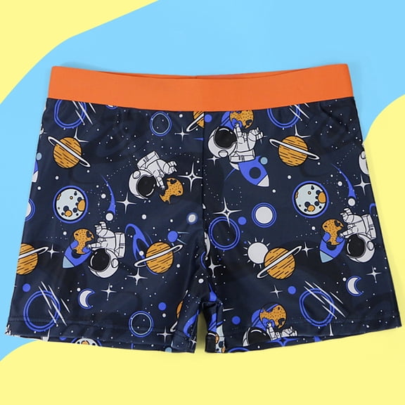 Boys Swim Trunks Quick Drying Regular Fit Slim Fit Beach Shorts Summer Swimming Clothing Orange Size 7 -9