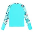 thumbnail image 6 of inhzoy Kids Girls Long Sleeve Swim Top with UPF 50+ Floral Printed Swimming Shirt Rash Guard Beach Bathing Tops Teal 12, 6 of 6