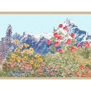 Dundee Deco's Peel and Stick Wallpaper Border - Nature Blue Green Flower Mountain Wall Border Retro Design, 15 ft x 7 in, Self Adhesive