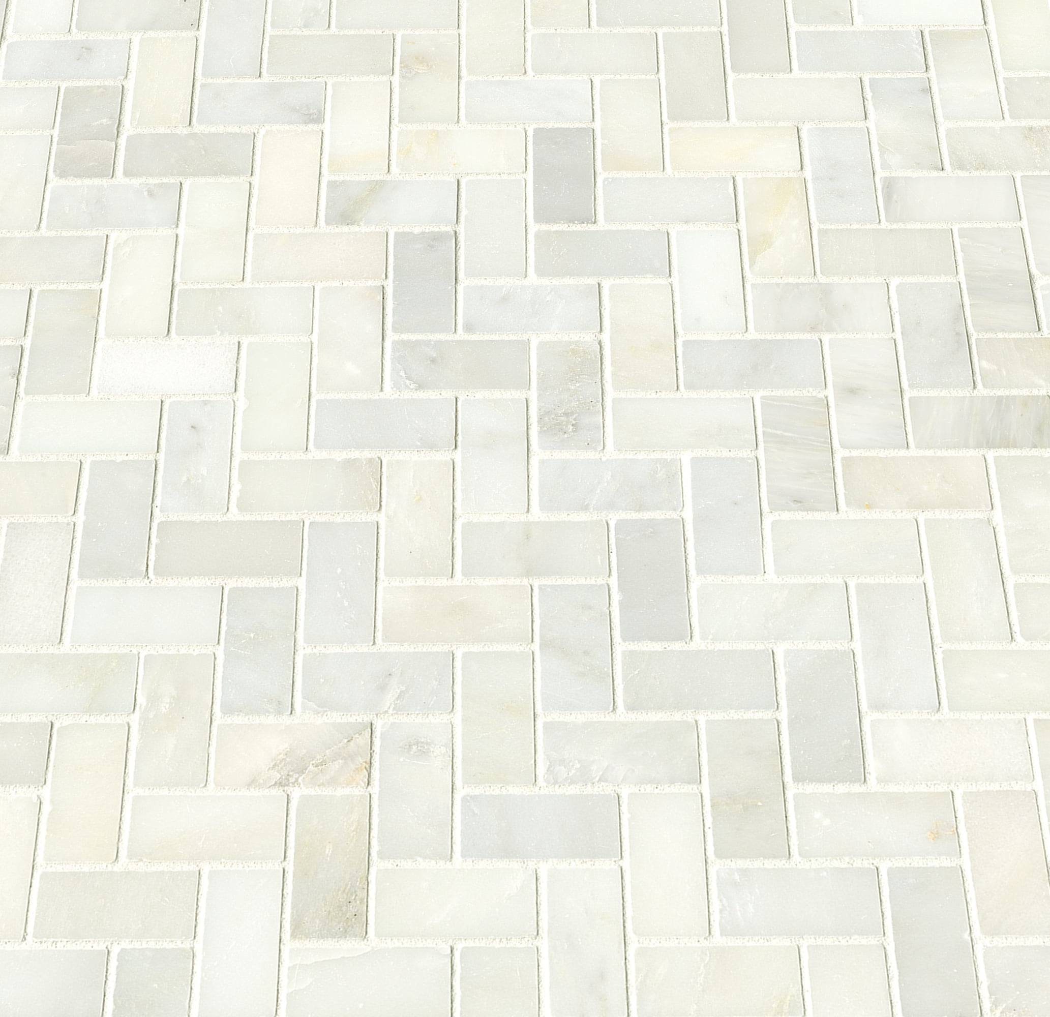 Greecian White Herringbone Pattern 12 in. x 12 in. x 10 mm Polished Marble Mesh-Mounted Mosaic Tile (9.4 sq. ft. / case)