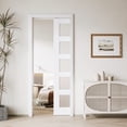 thumbnail image 3 of 30" X 96" Frosted Glass 5-Lite Sliding Pocket Door White Standard Door with Hardware Kit Set, 3 of 8
