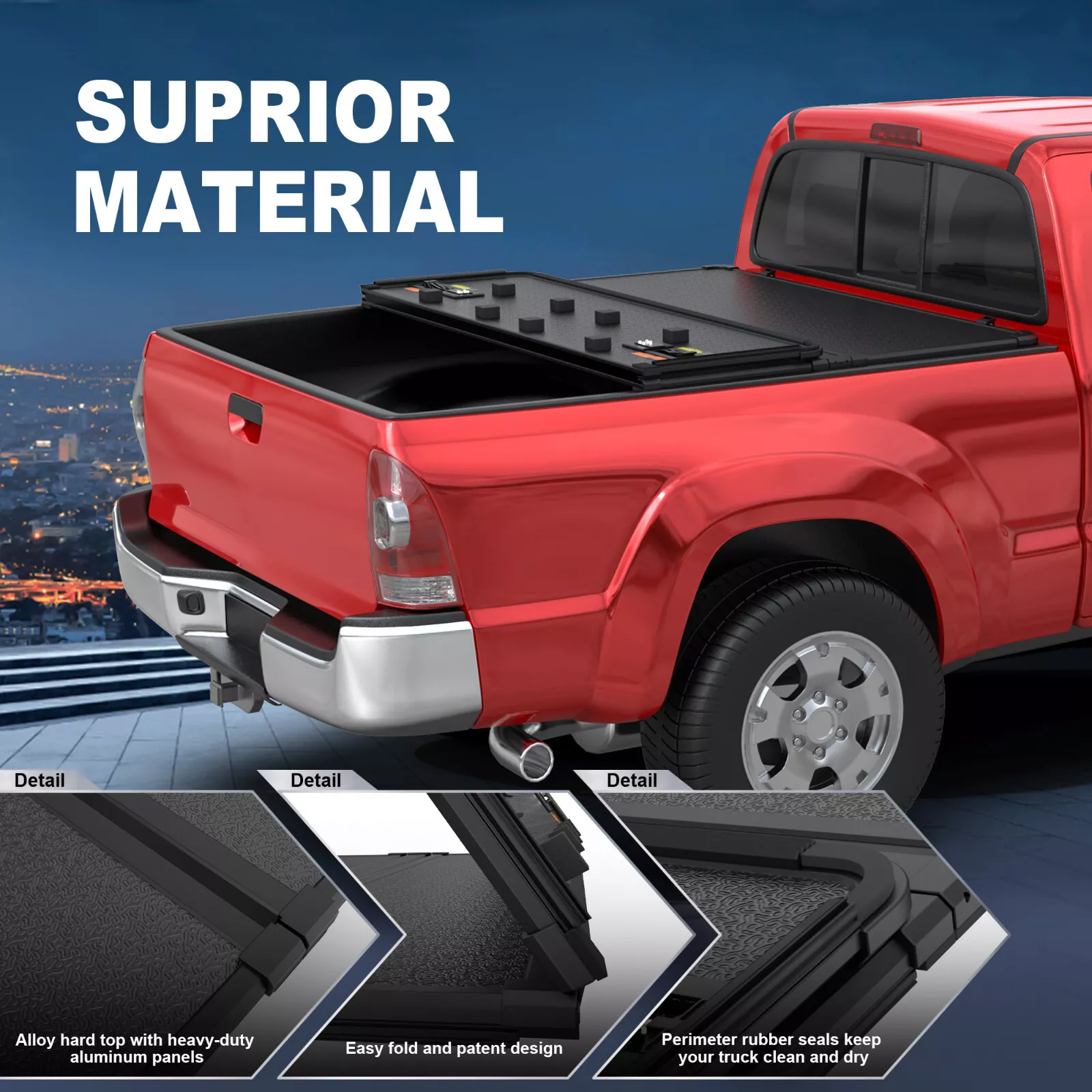 MOSTPLUS 5FT Tri-Fold Hard Tonneau Cover for 2024-2025 2026 Toyota Tacoma Truck Bed Waterproof