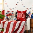 thumbnail image 3 of Sm:)e God Bless America Freedom Floral 4th of July Throw Pillow Cover 18x18 Inch Set of 4, Polyester Patriotic Outdoor Pillow Case for Sofa Couch, 3 of 6