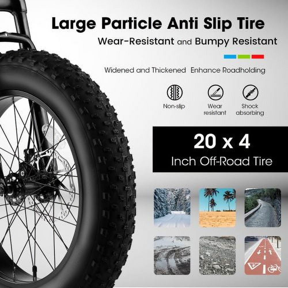 RAISTYW 20" Fat Tire Mountain Bike, 7-Speeds High Carbon Steel Frame Mountain Bicycle MTB Bike with Disc Brakes for Adults Men Women, Green and Black