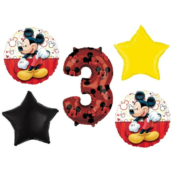 Mickey Mouse 3rd Happy Birthday Party Mylar Balloons Decoration Set